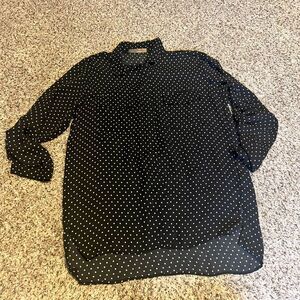 Zara Basic‎ Polka Dot Blouse Long Sleeve Button Down Shirt Small